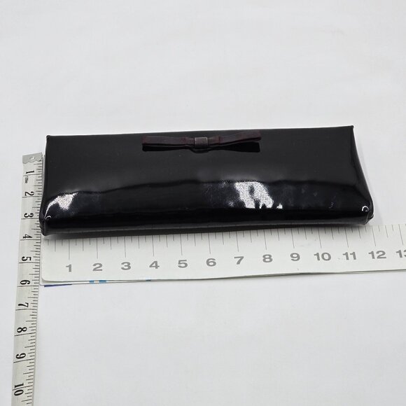 Henry Levine – Vintage Black Patent Clutch / Handbag with Bow Accent - Picture 11 of 16